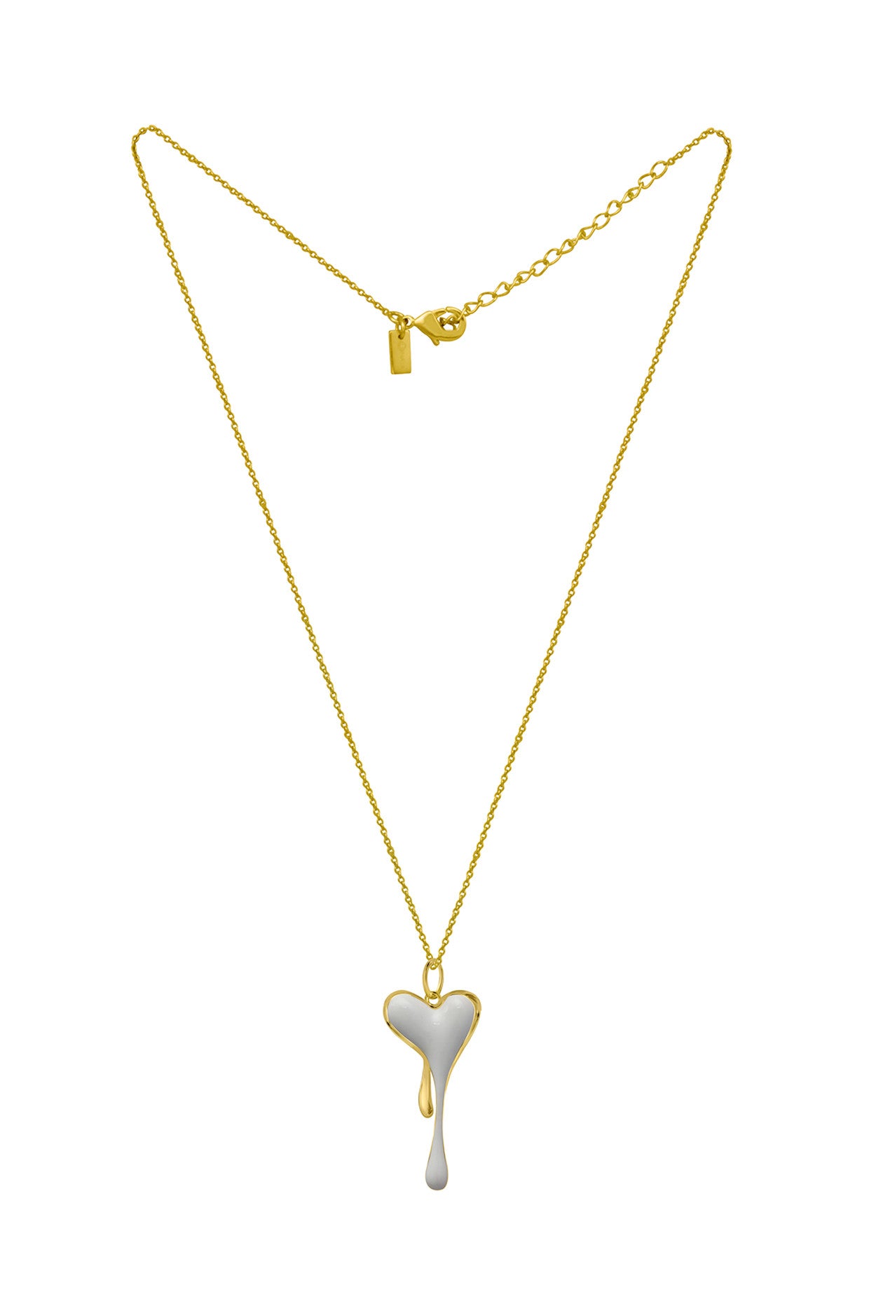 White Enamel Melting Heart Chain Necklace