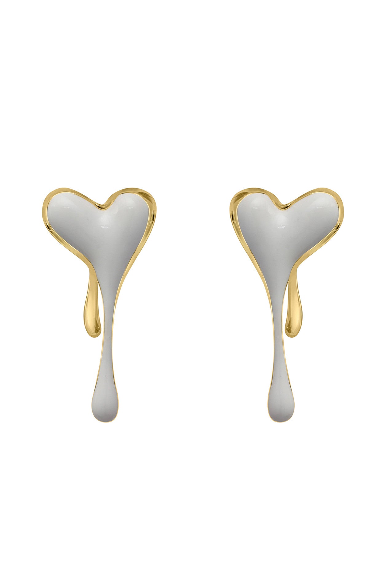Enamel Melting Heart Earrings in White