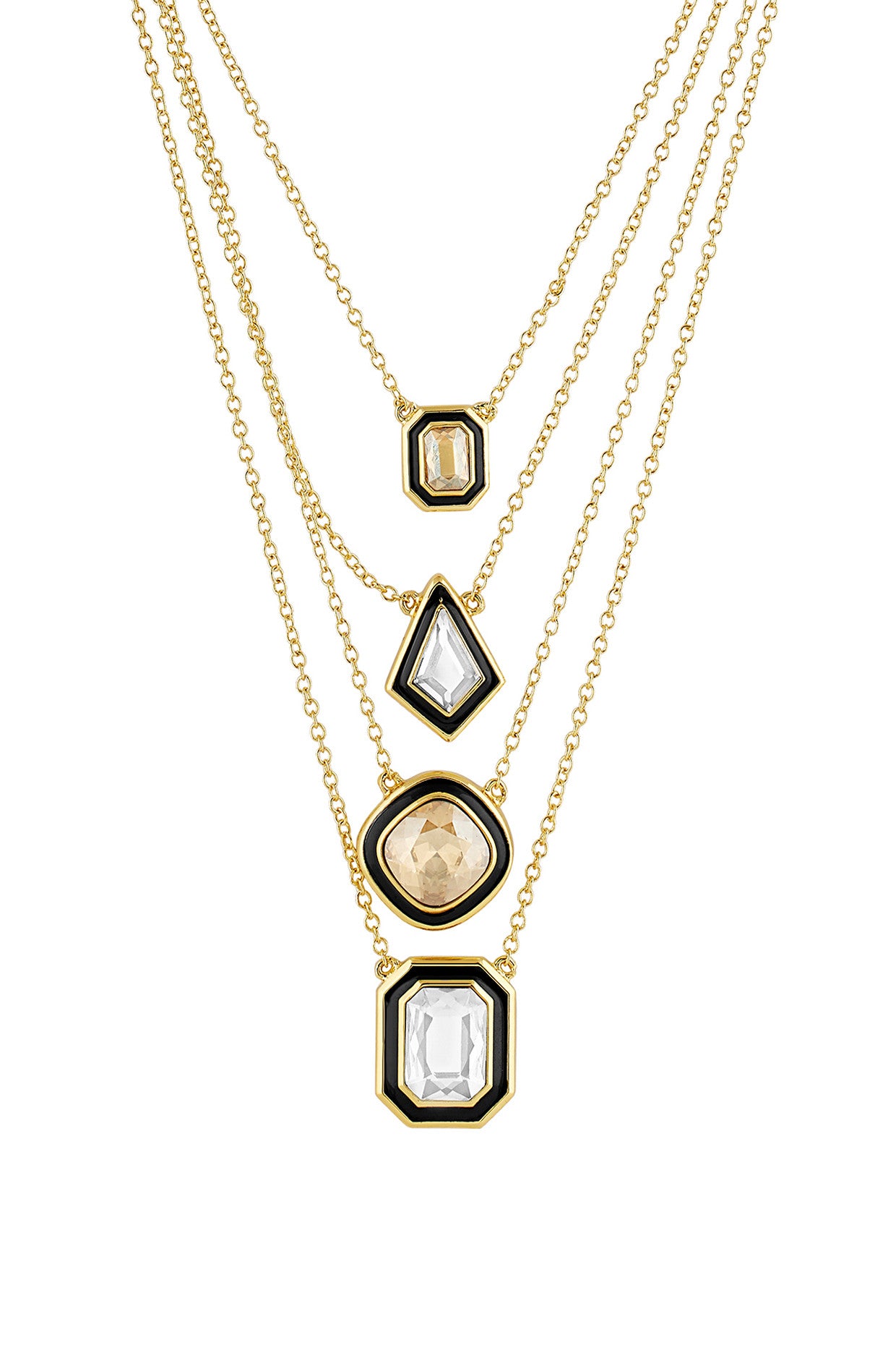 18Kt Gold Plated White Gold Metaverse Four Layered Necklace