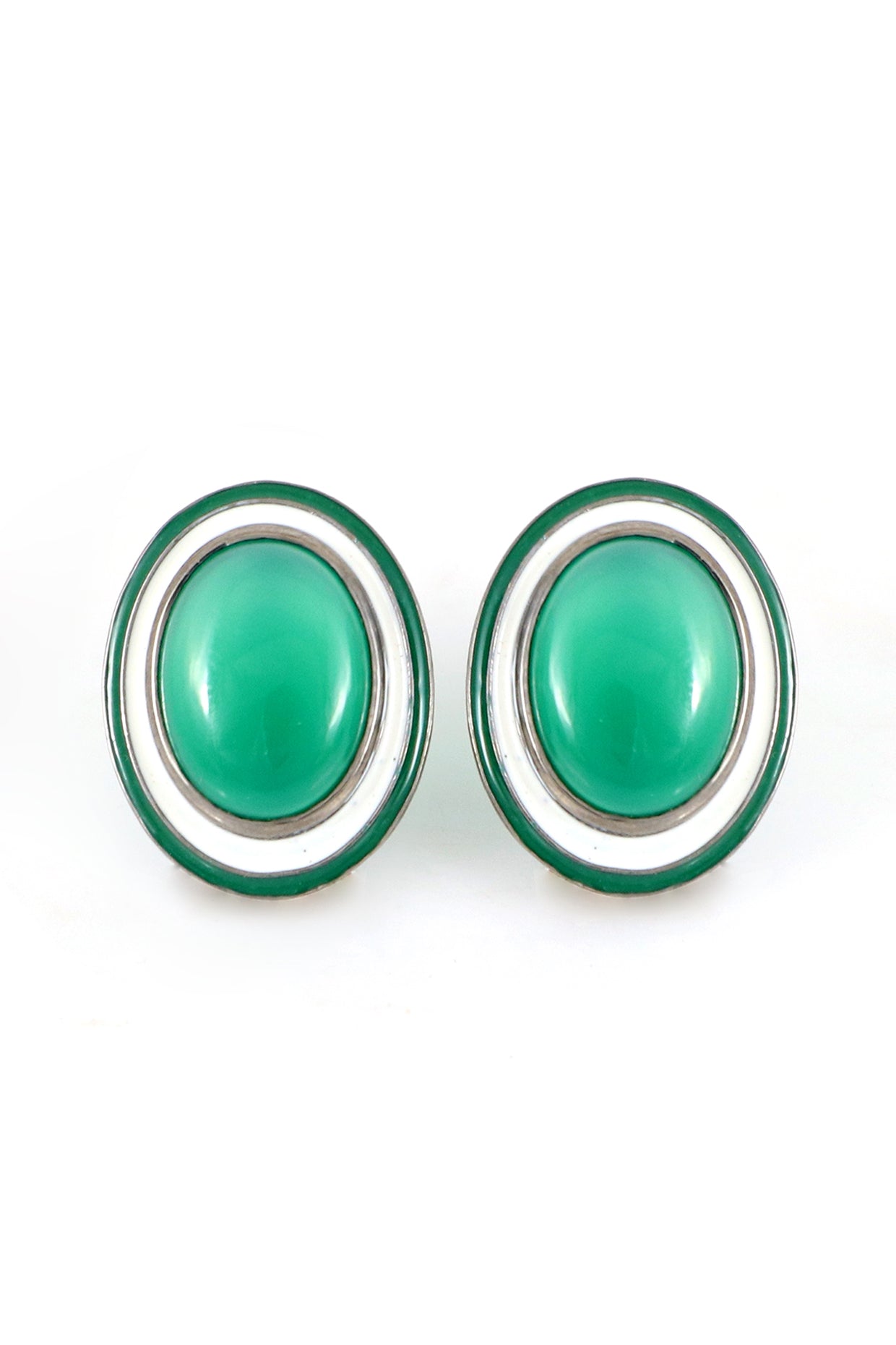 Chalcedony Enamel Studs in Sterling Silver