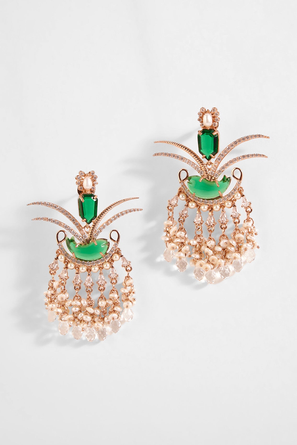 22kt Rose Gold Plated Jade Green Earrings