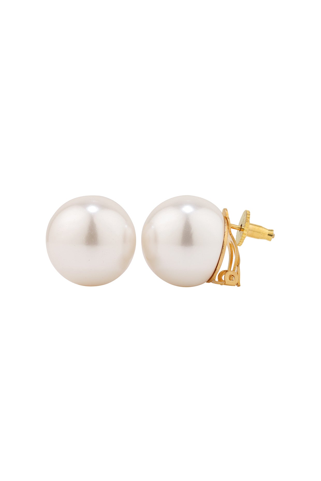 20mm Pearl Royal Studs Earrings White 18Kt Gold-Plated