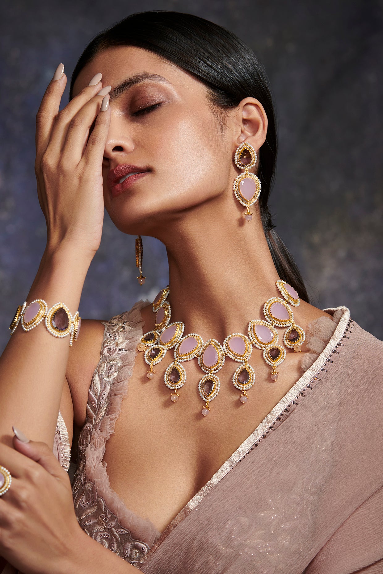 22kt Gold Plated Wild Lavender Pearls Necklace