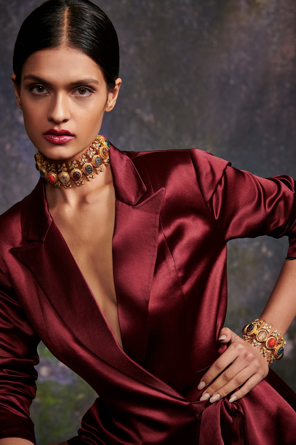 22kt Valley Of Flower Chocker And Bracelet