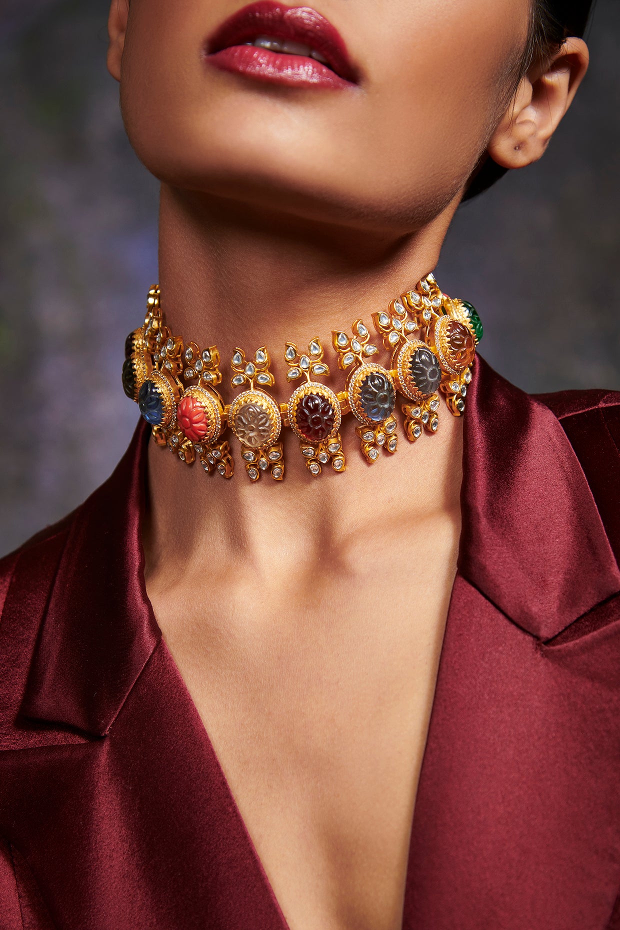 22kt Valley Of Flower Chocker And Bracelet