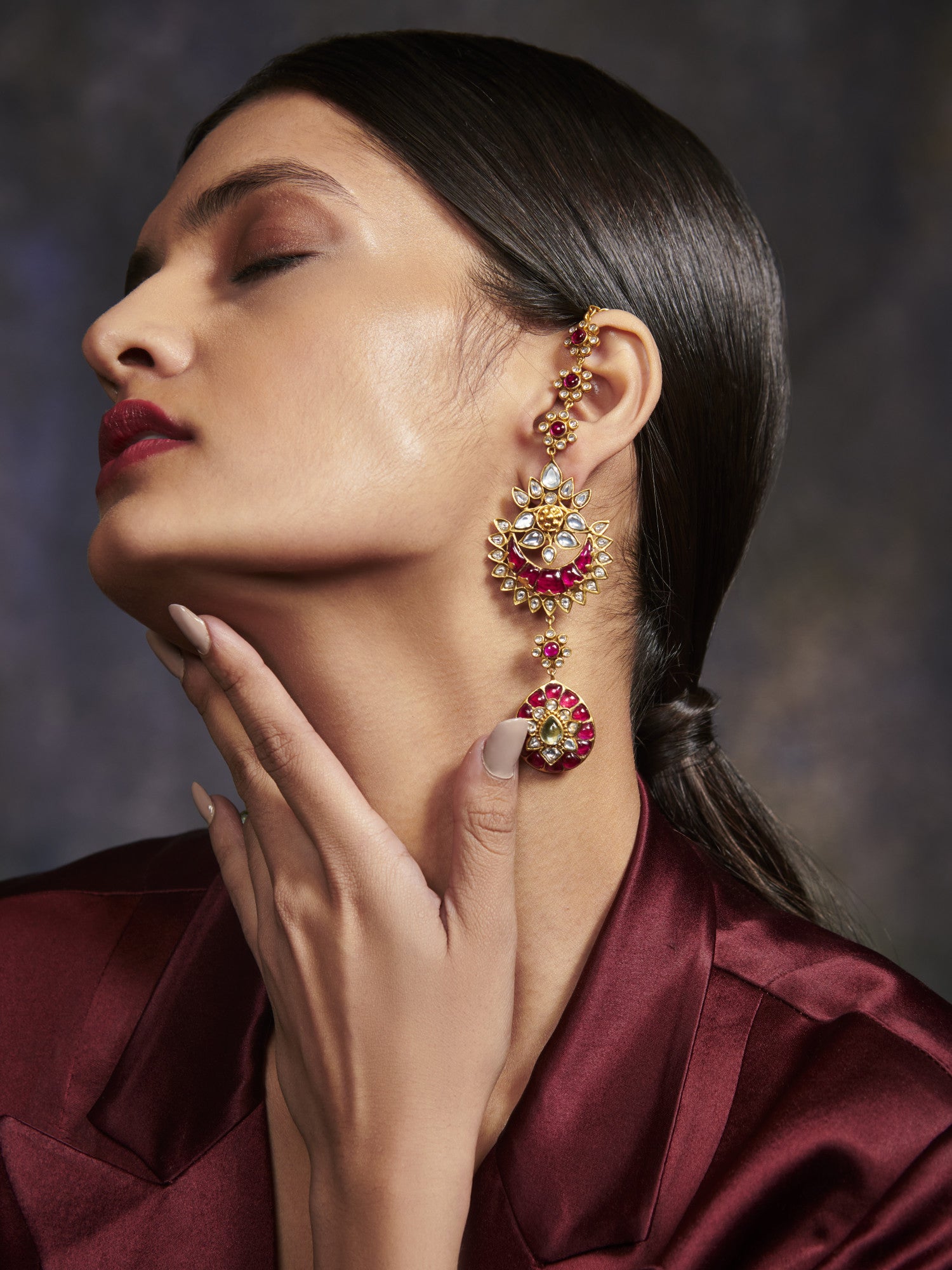 22kt Gold Plated Carnival Of Crimson Earrings