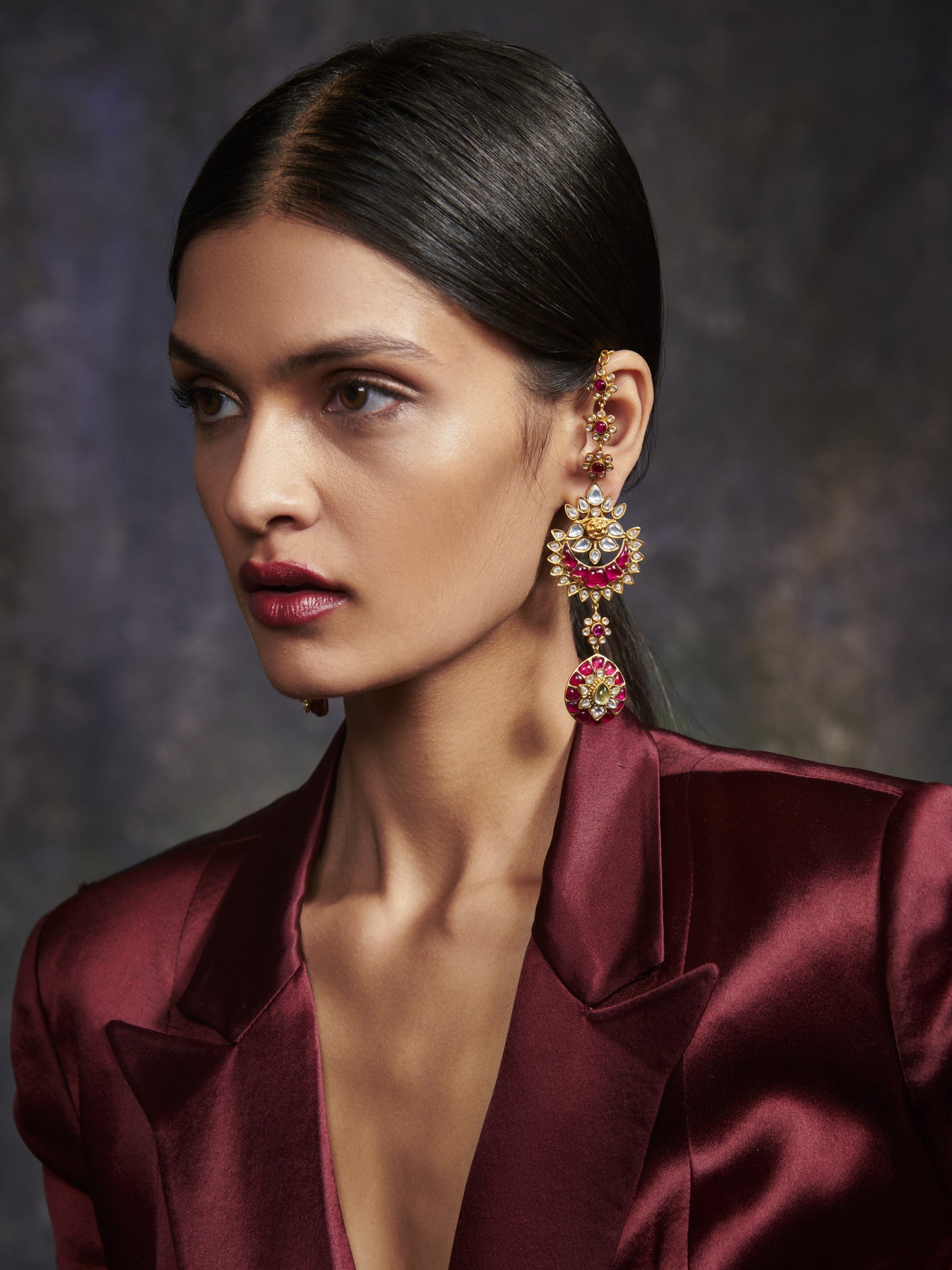 22kt Gold Plated Carnival Of Crimson Earrings