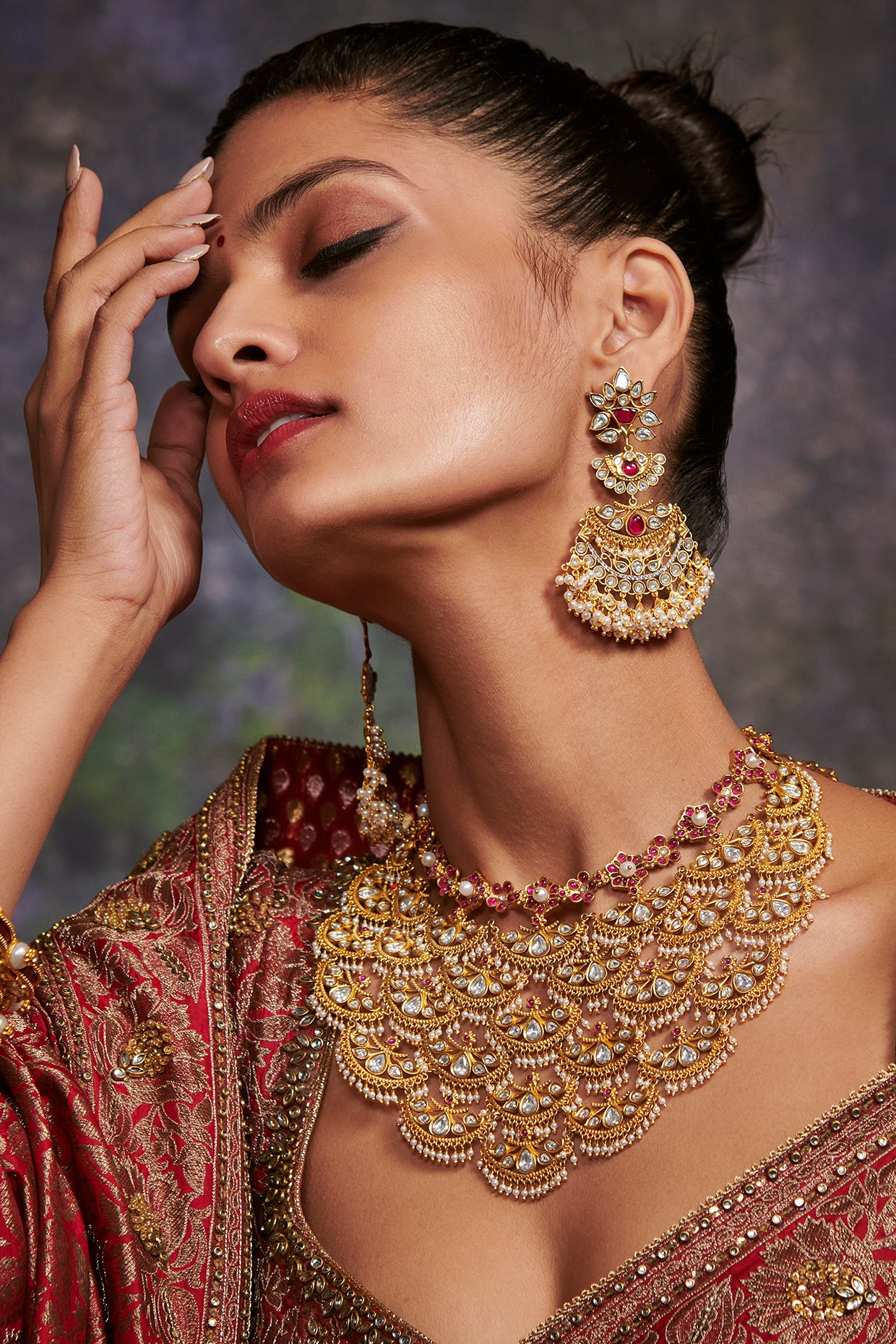 22kt Gold Plated Deep Red Earrings