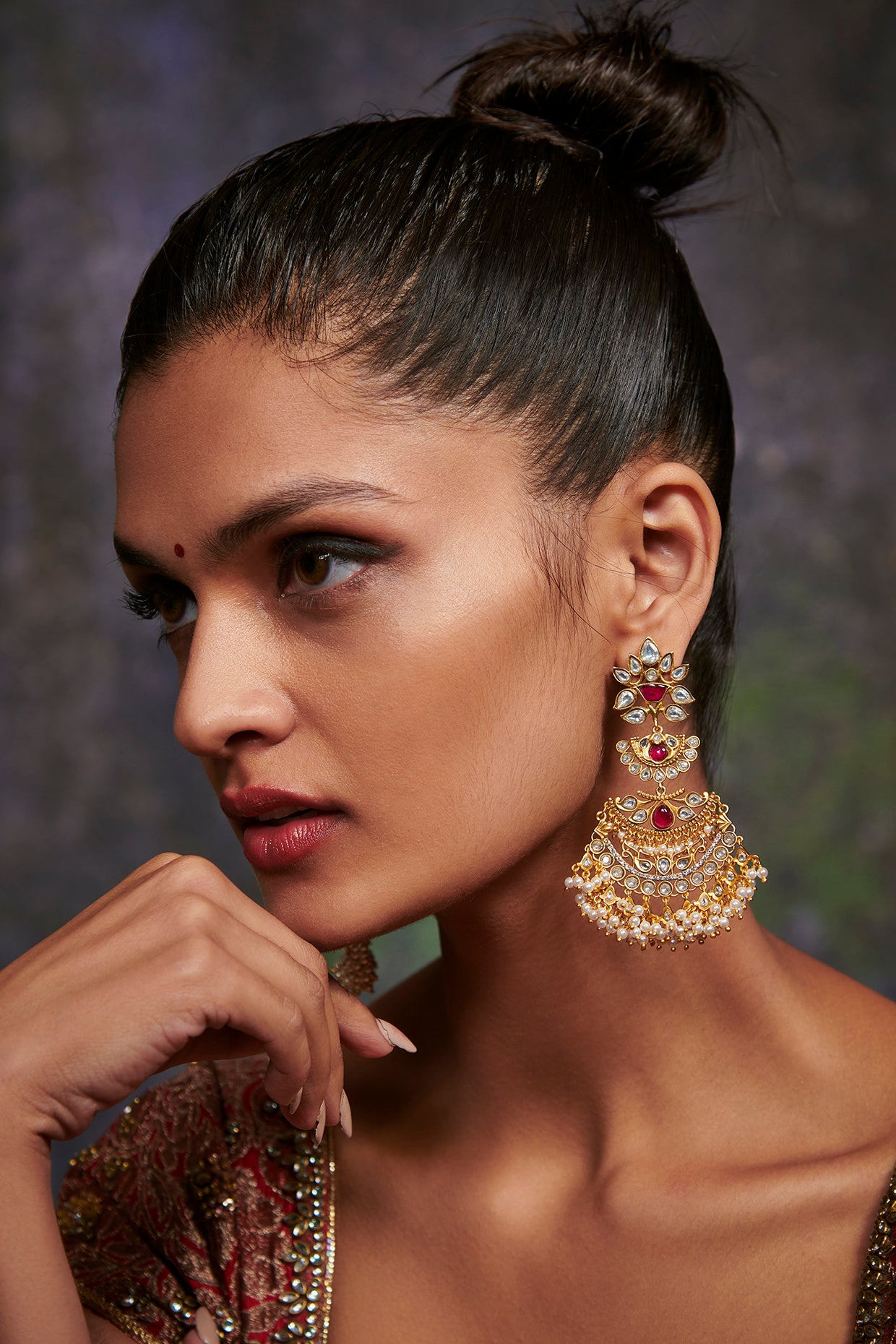 22kt Gold Plated Deep Red Earrings