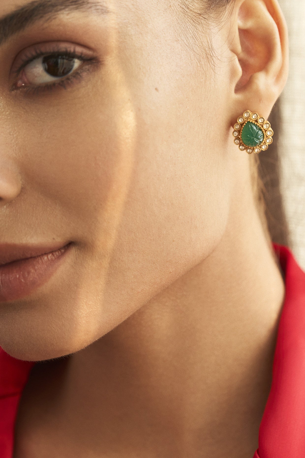 22kt Gold Plated Pakeezah Emerald Studs Earrings