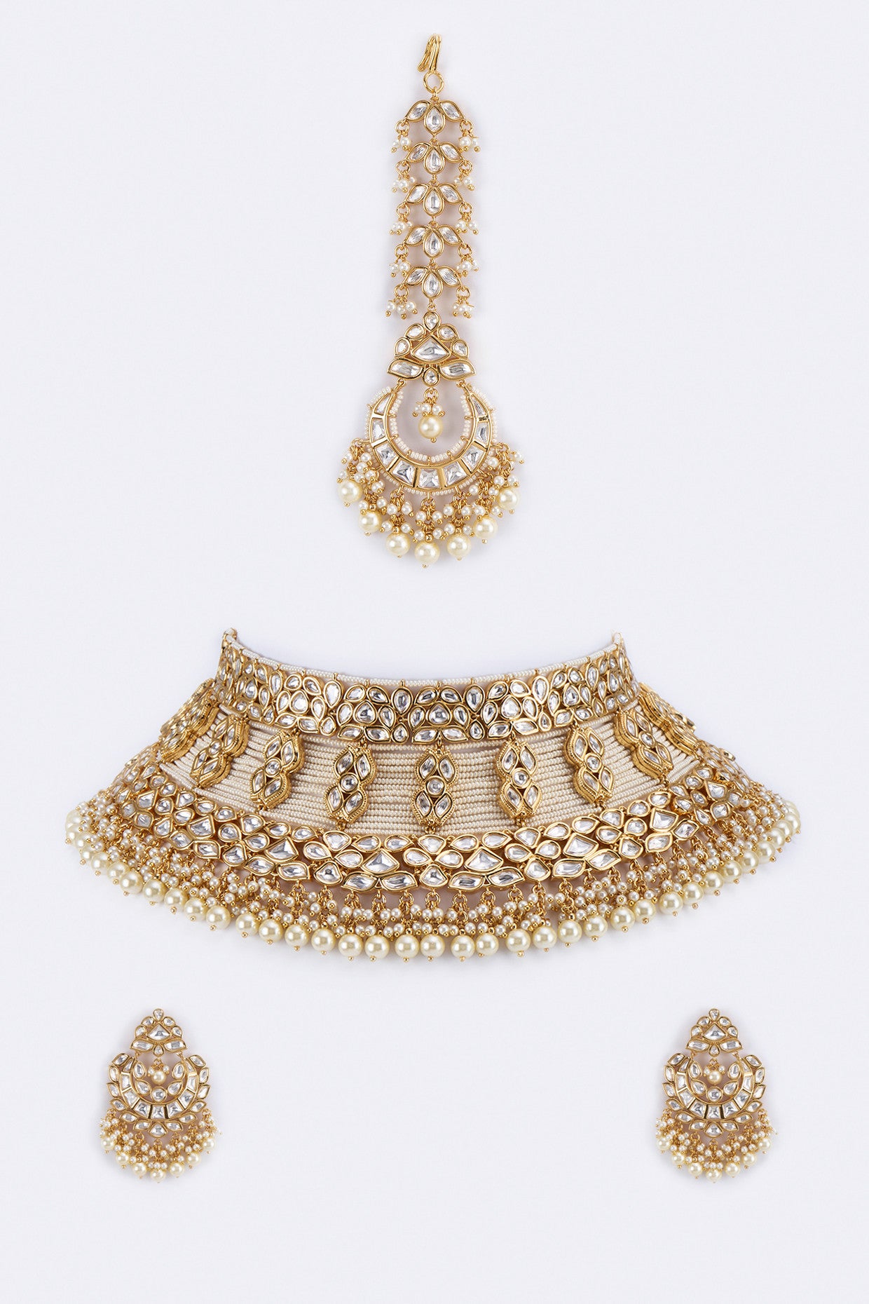 22k Gold Plated Kundan & Pearls Necklace Set
