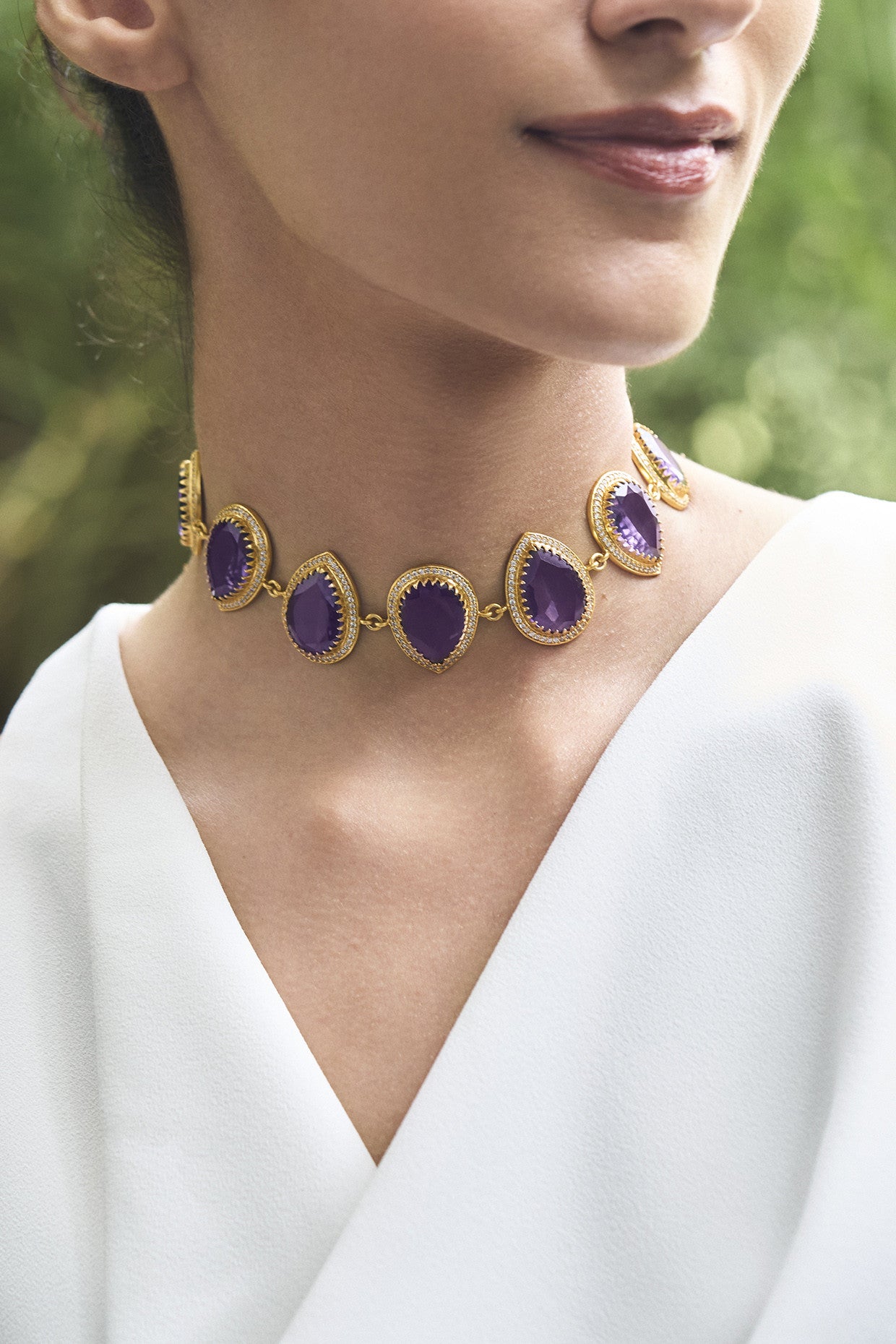 22kt Gold Plated Lavender Choker Necklace