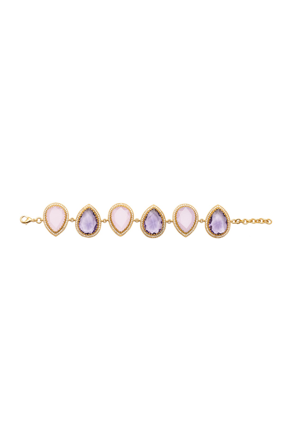 22kt Gold Plated Wild Lavender Bracelet With Morning Stars