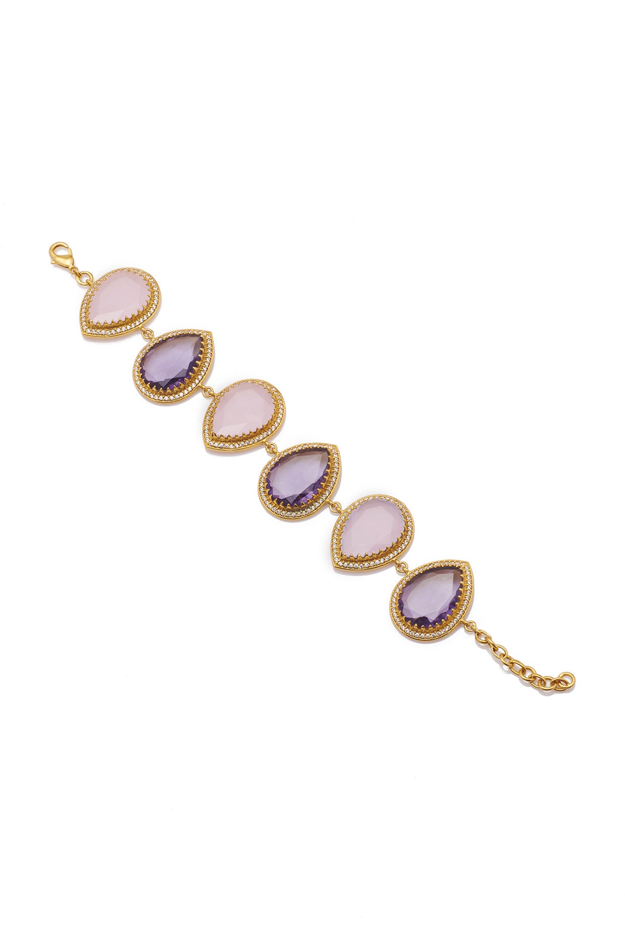 22kt Gold Plated Wild Lavender Bracelet With Morning Stars