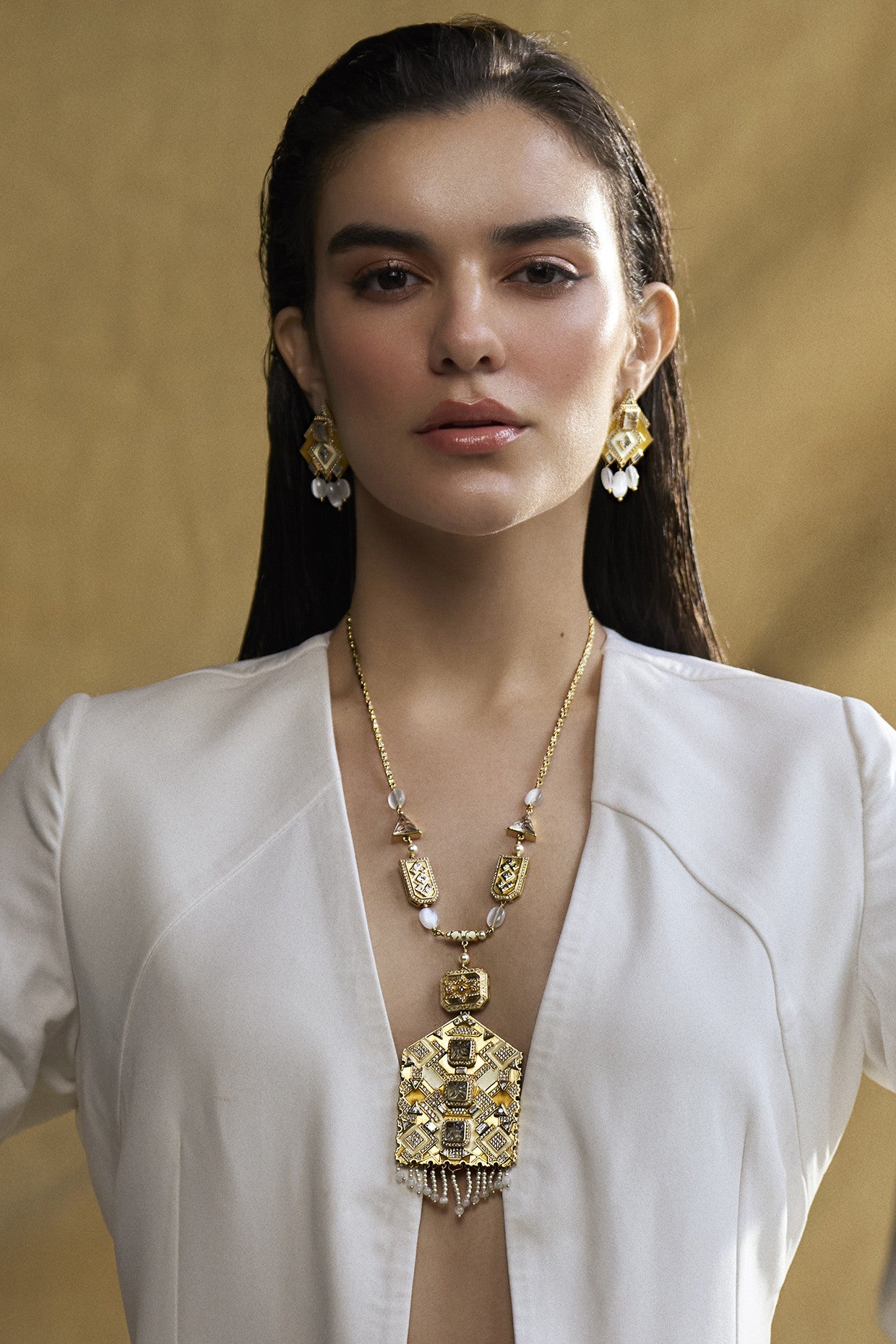 22kt Gold Plated Amelia Angular Necklace