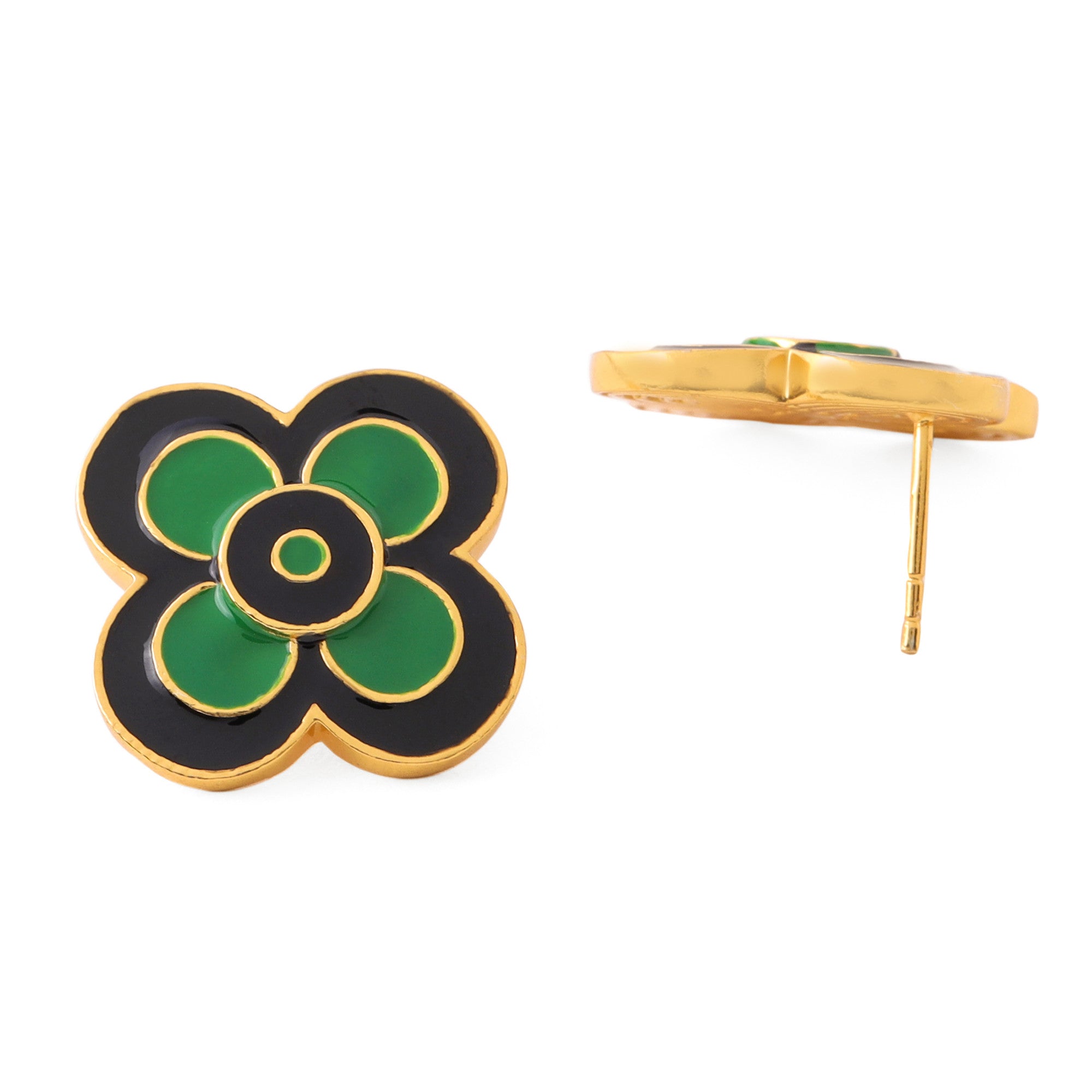 22kt Gold Plated & Green Earrings