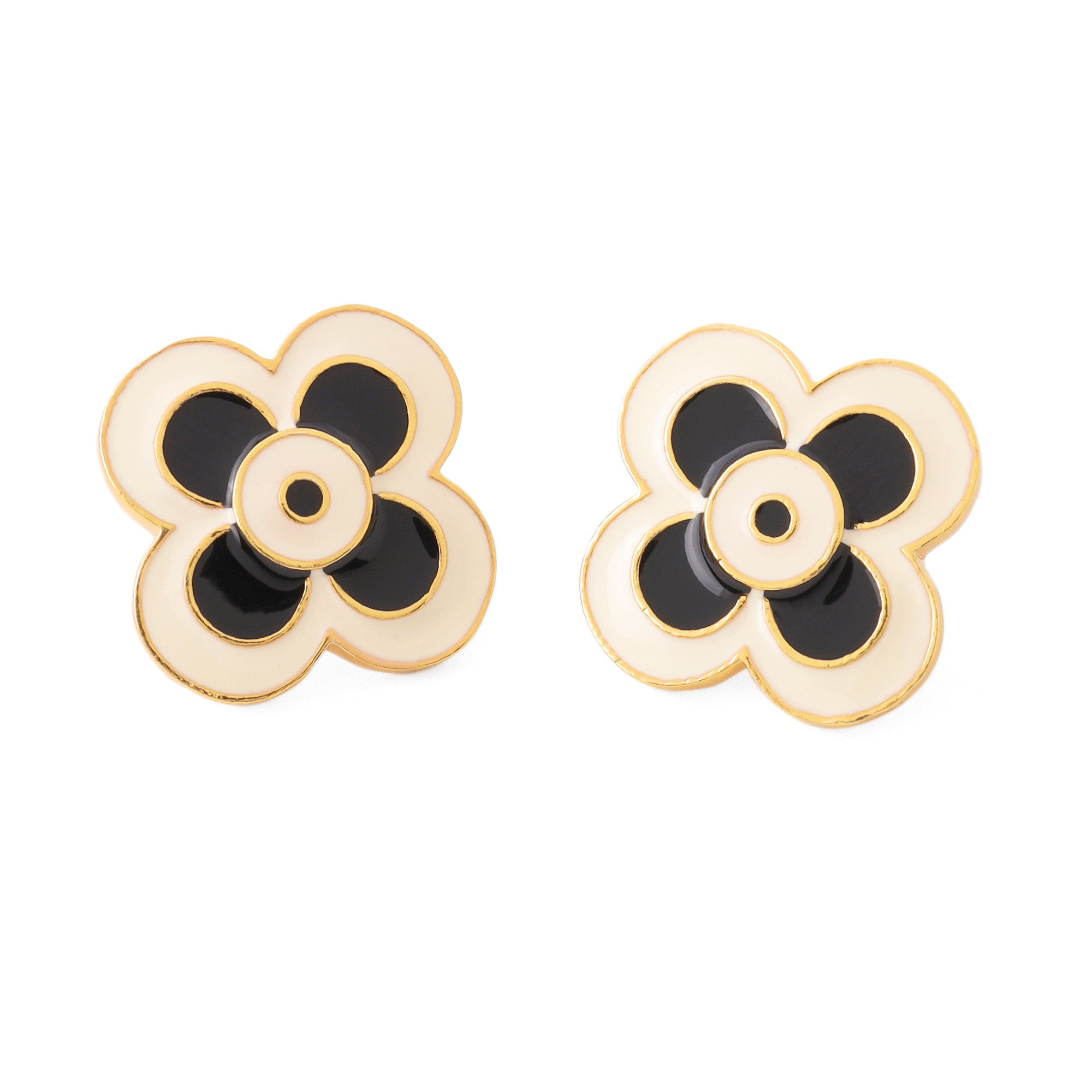 22kt Gold Plated Beige & Black Earrings