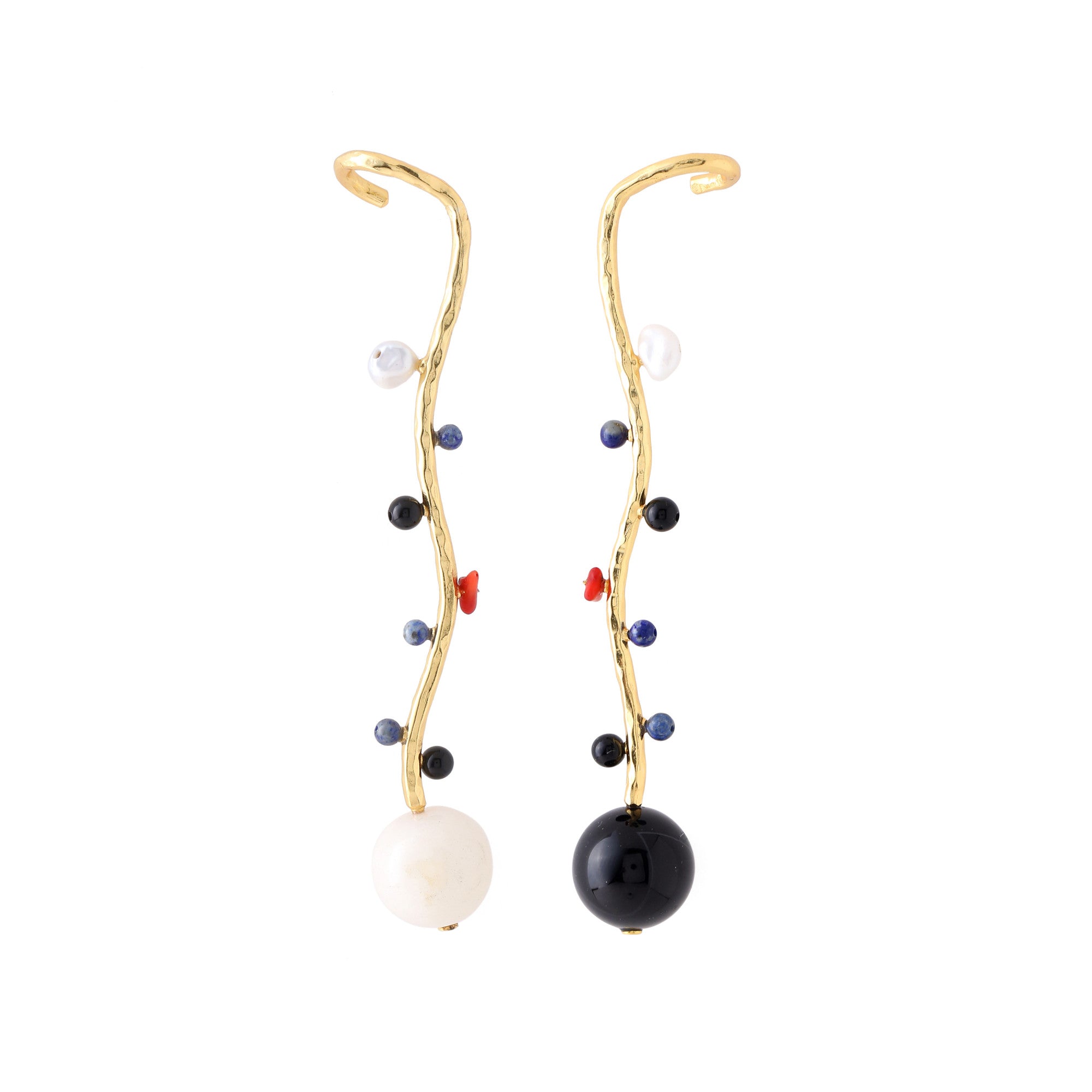 22kt Gold Plated Black & White Earrings.