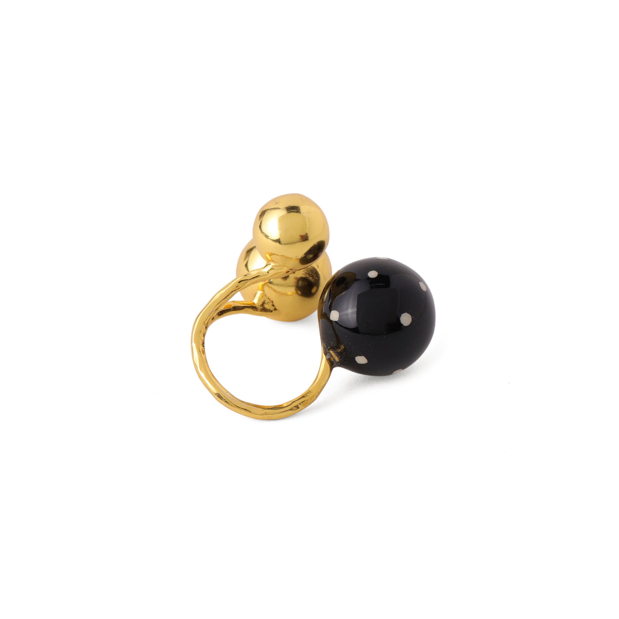 22kt Gold Plated Black Ring