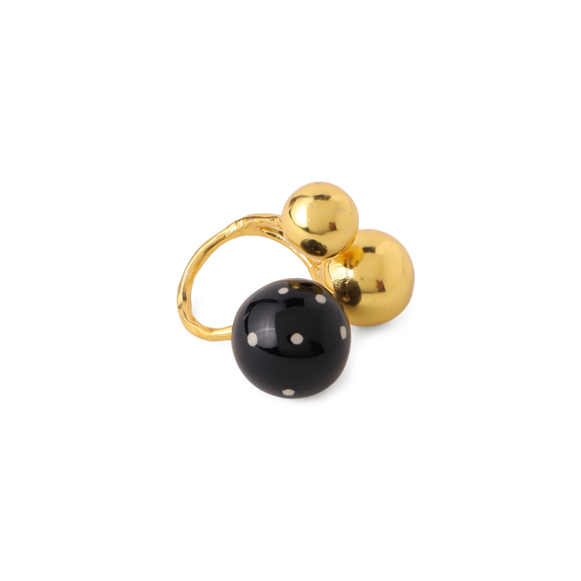 22kt Gold Plated Black Ring
