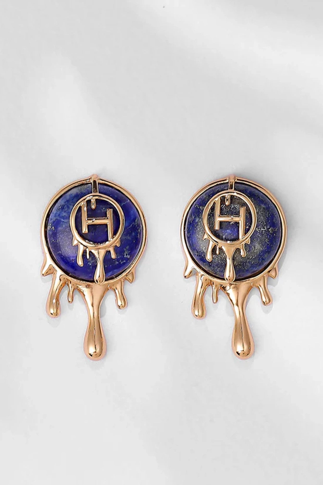 22kt Gold Plated Blue Earrings