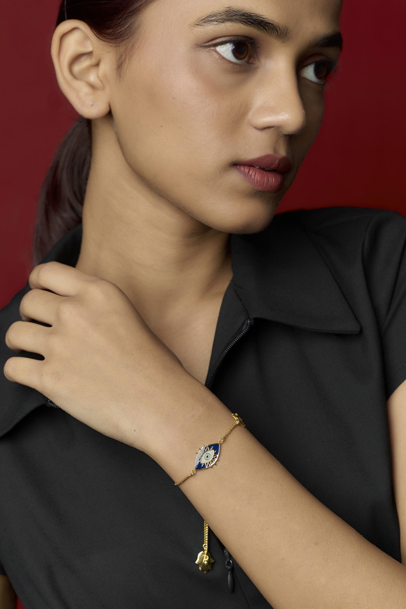 22kt Gold Plated Blue Evil Eye Bracelet