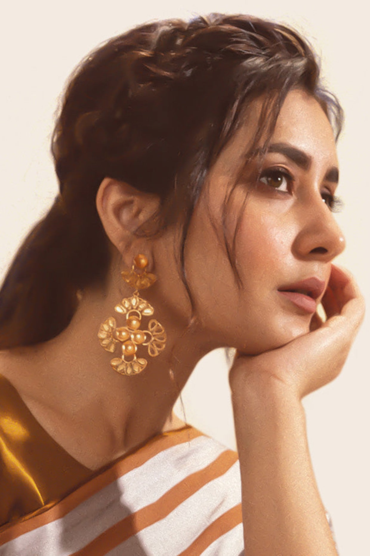 22kt Gold Plated Cross Crest Drop Earrings