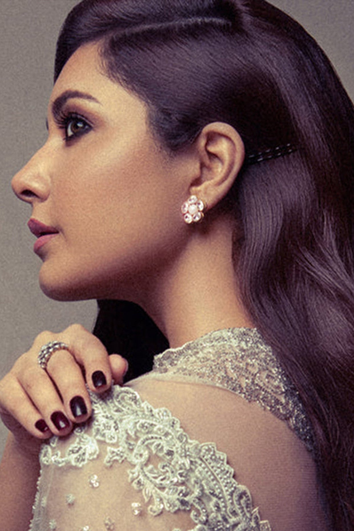 22kt Gold Plated Crystal Flower Pearl Earrings