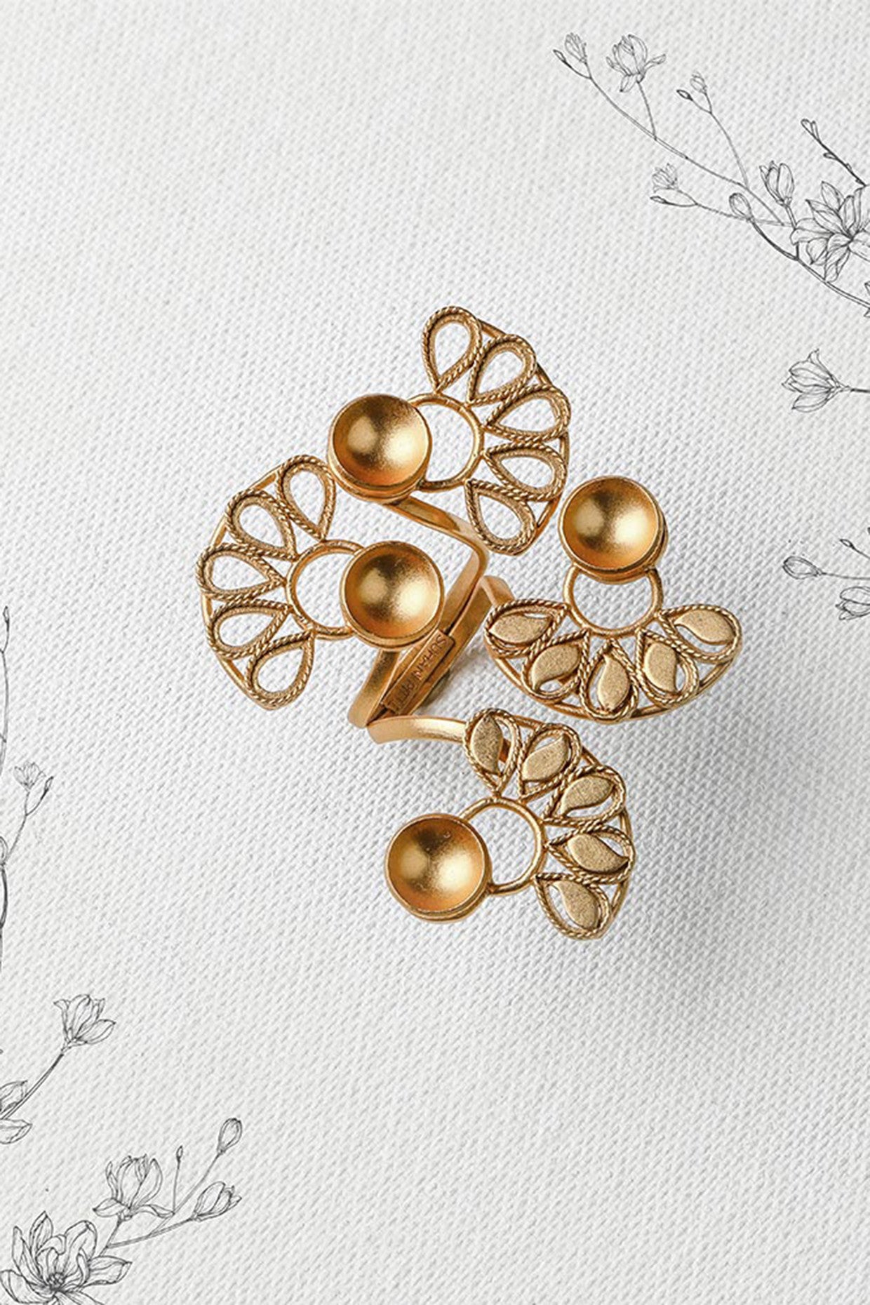 22kt Gold Plated Double Wrap Ring With Crest