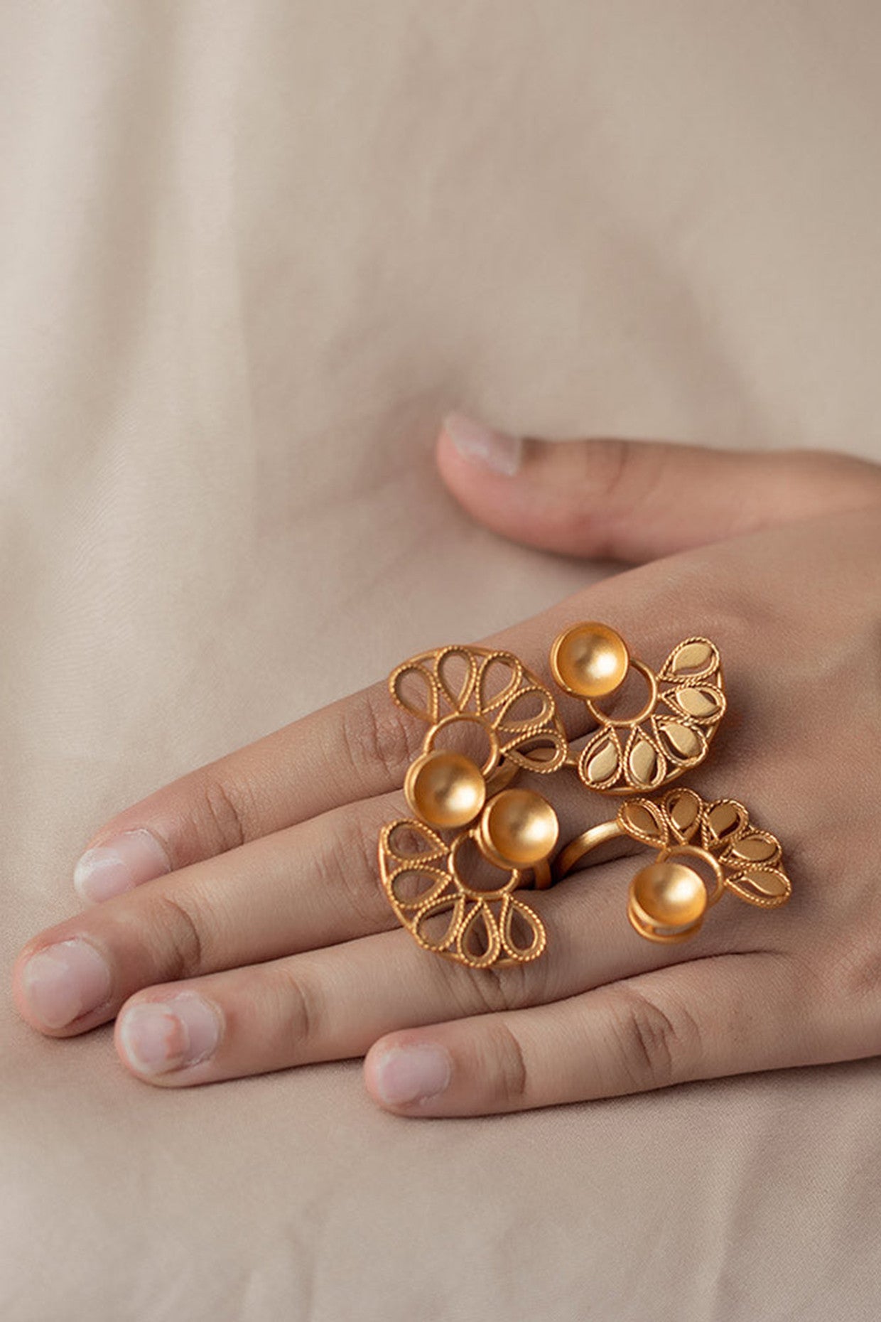 22kt Gold Plated Double Wrap Ring With Crest