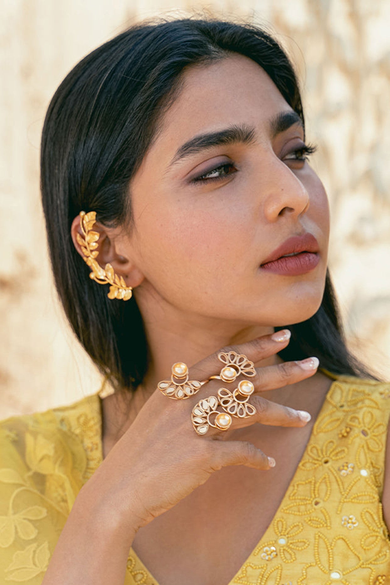 22kt Gold Plated Double Wrap Ring With Crest