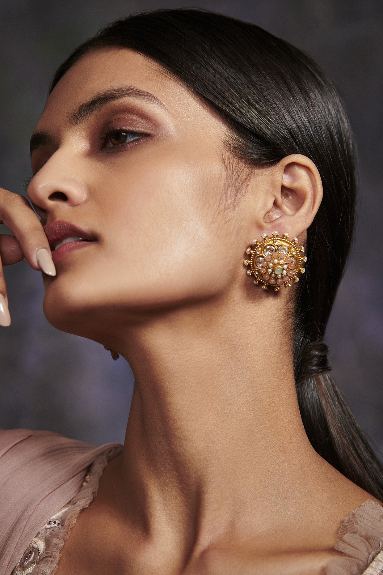 22kt Gold Plated Dusty Rose Studs