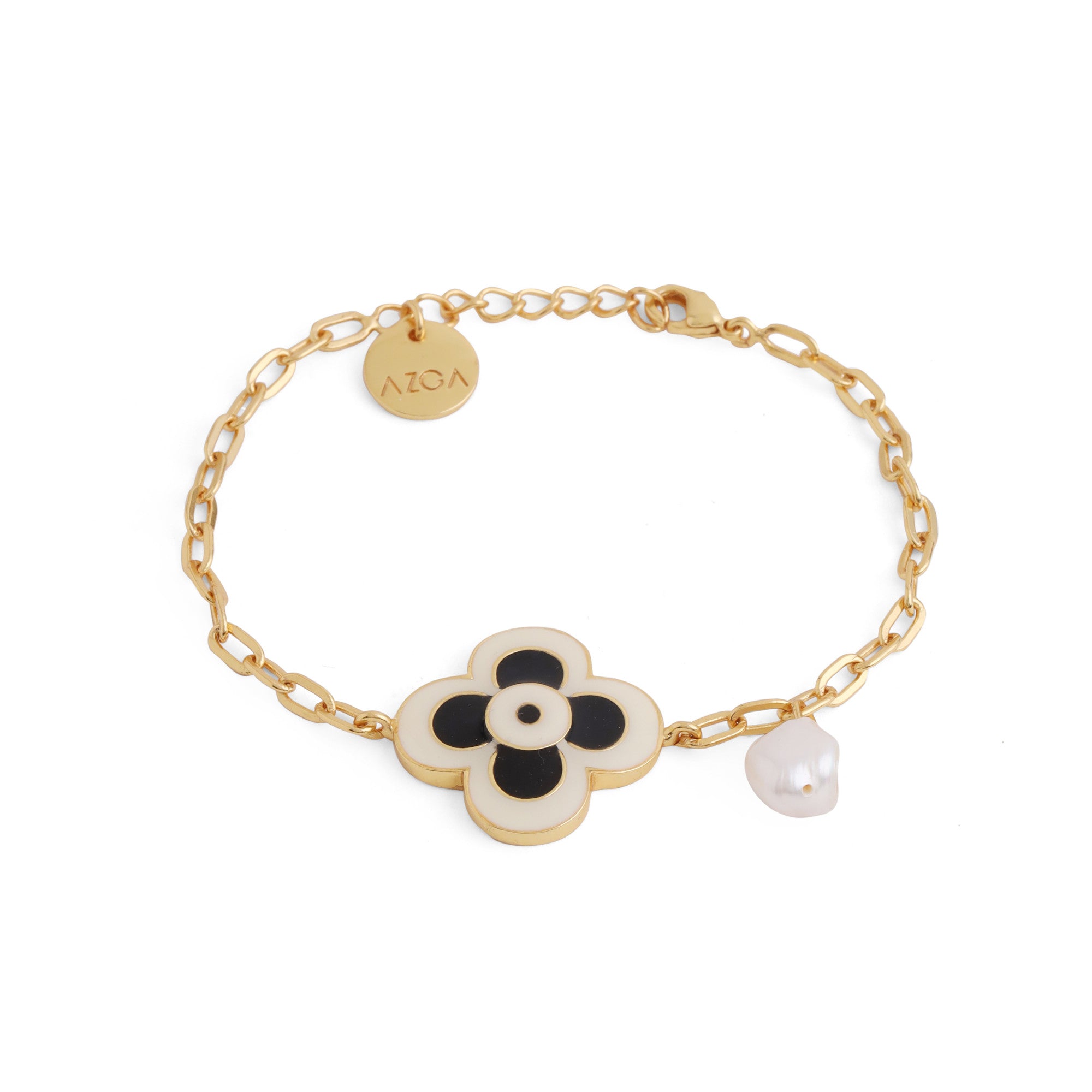 22kt Gold Plated Black & White Earrings.