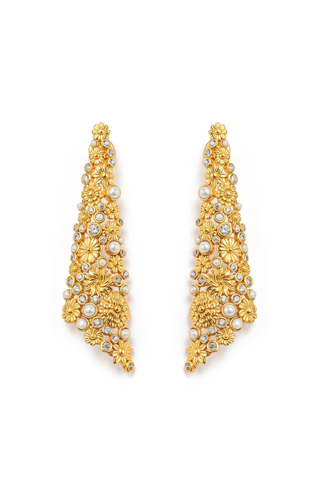22kt Gold Plated Opaline Floral Earrings