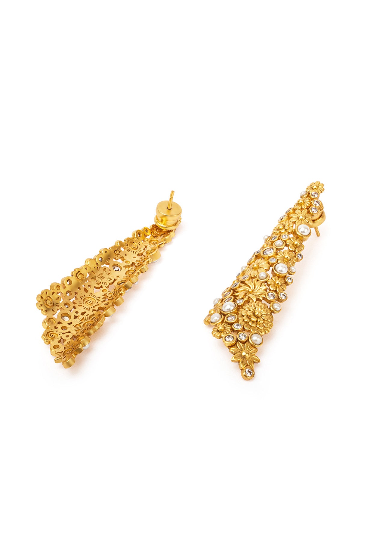 22kt Gold Plated Opaline Floral Earrings