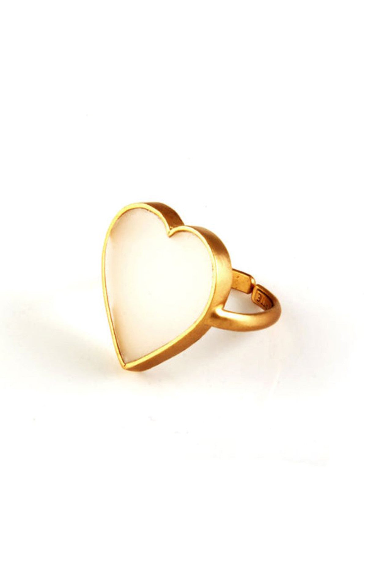 22kt Gold Plated Frosted Acrylic Heart Ring