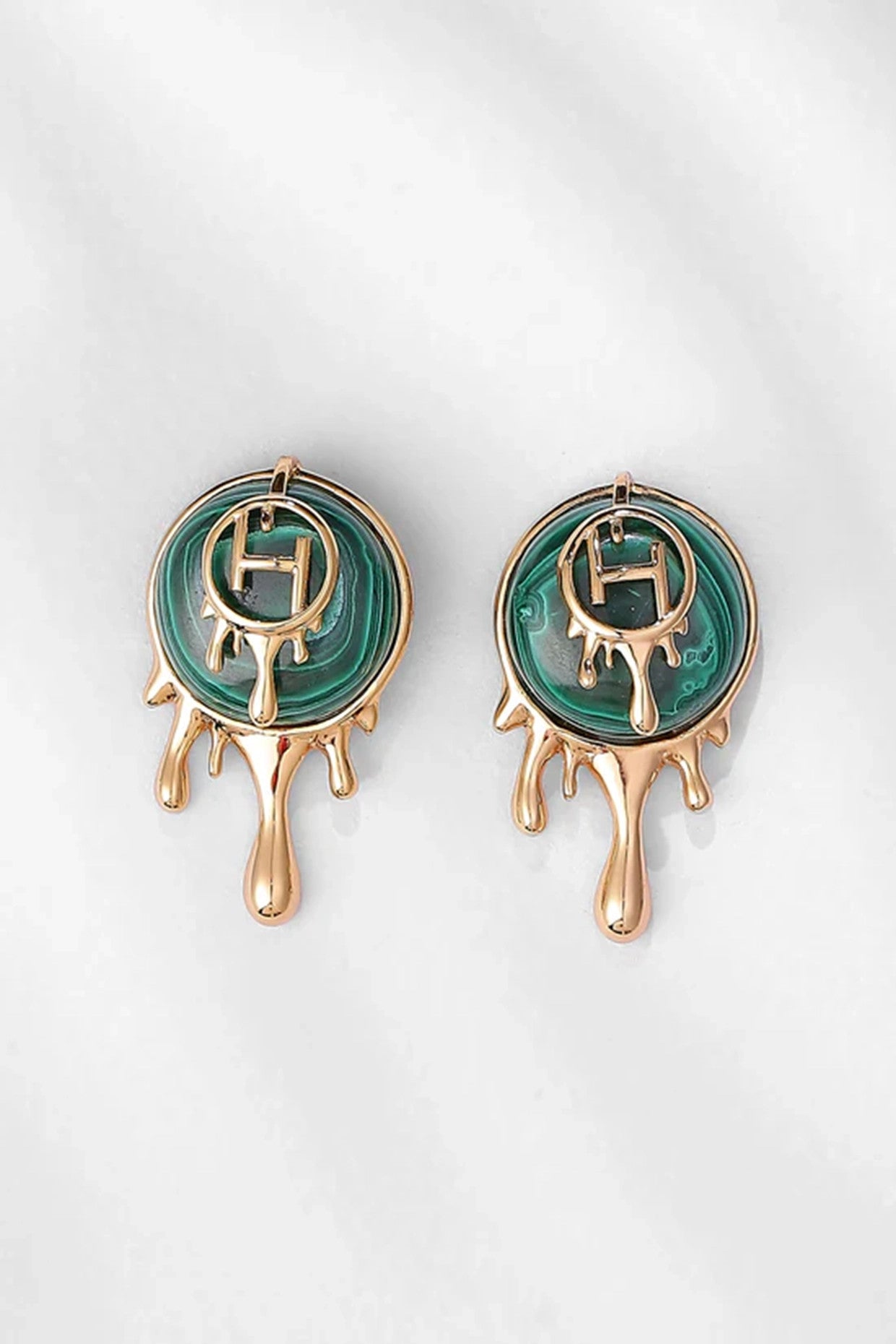 22kt Gold Plated Green Earrings