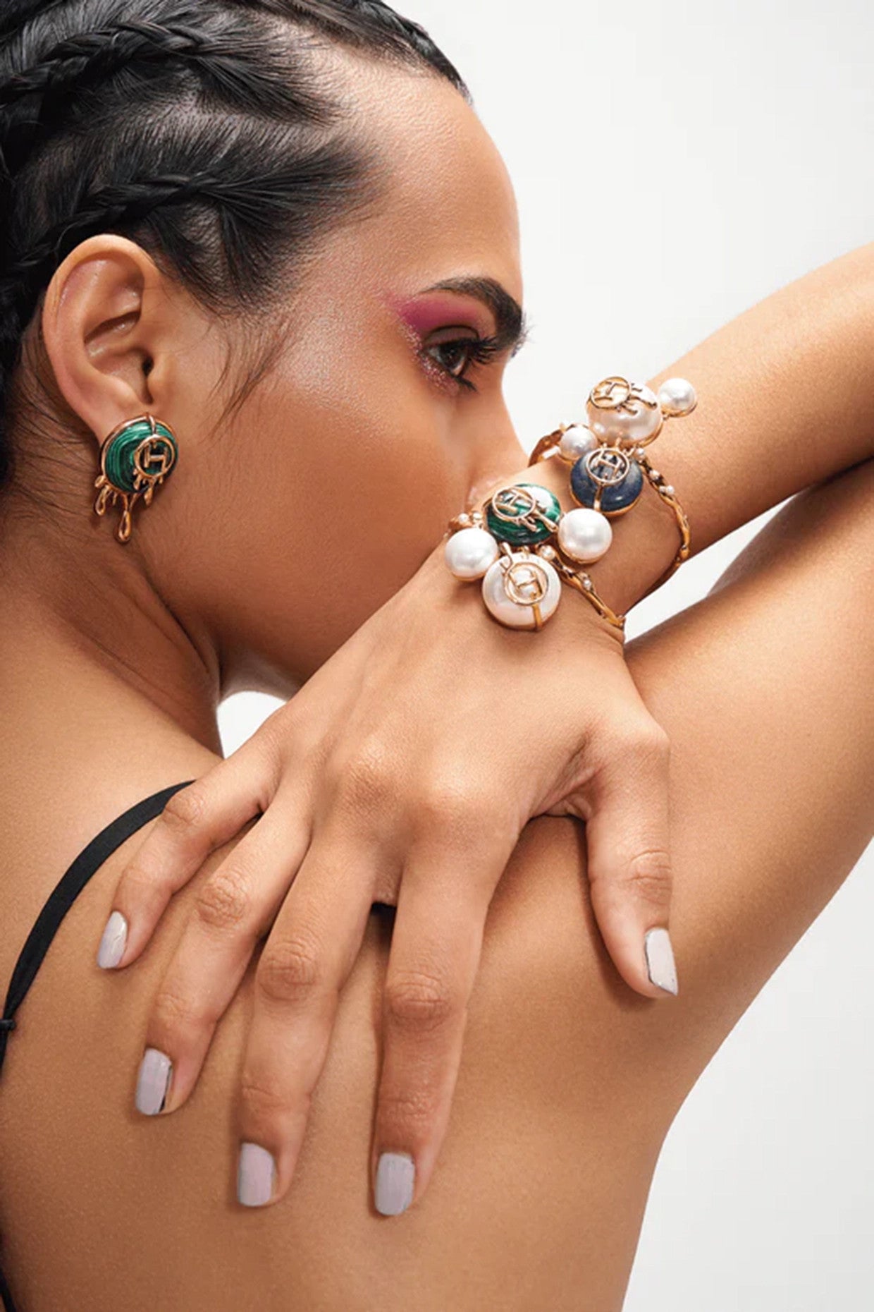 22kt Gold Plated Green Earrings