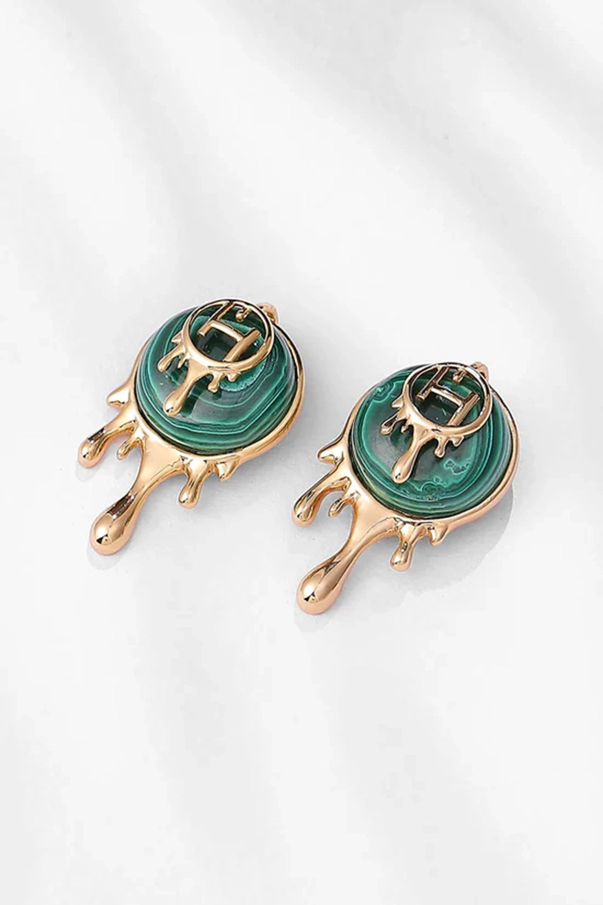 22kt Gold Plated Green Earrings