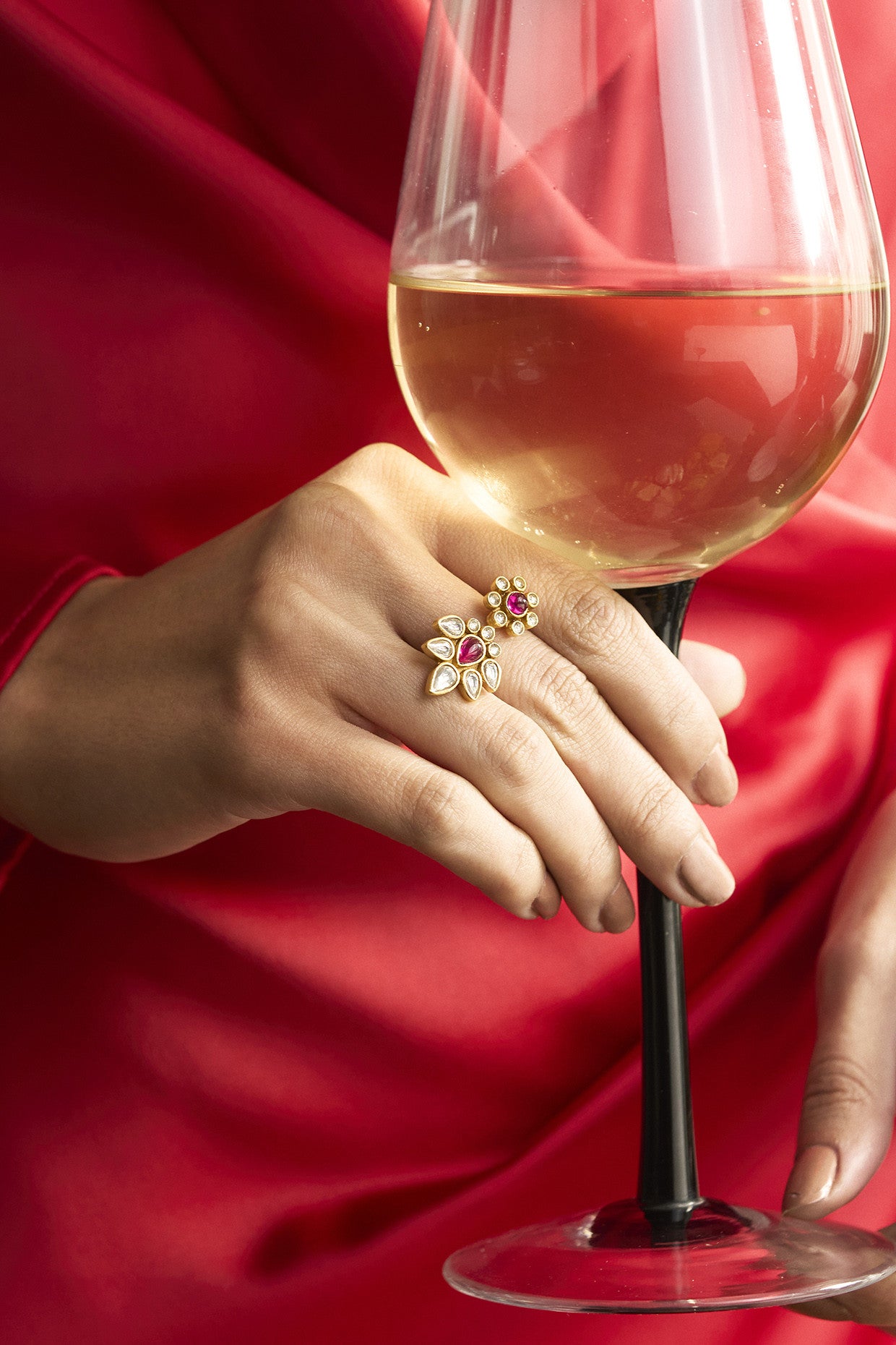 22kt Gold Plated Gulmohar Crimson Ring