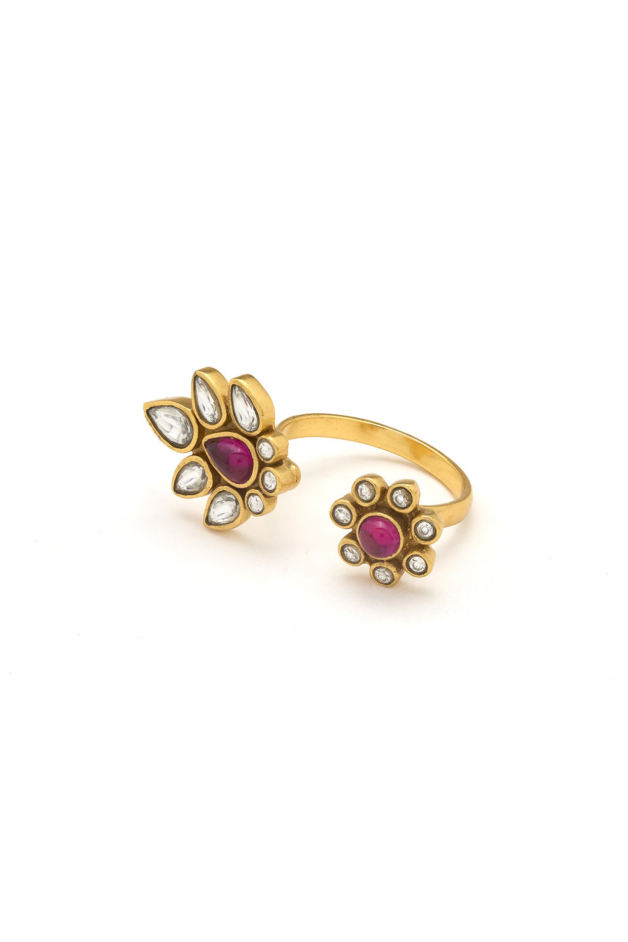 22kt Gold Plated Gulmohar Crimson Ring
