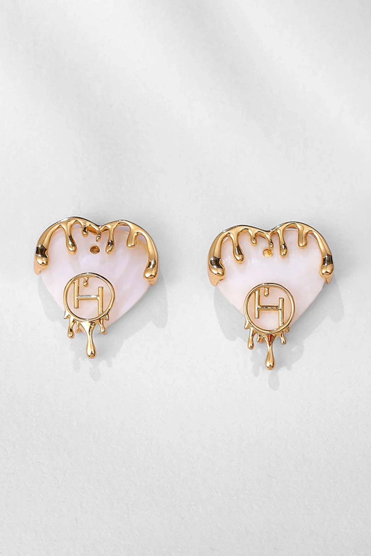 22kt Gold Plated Iridescent Heart Earrings