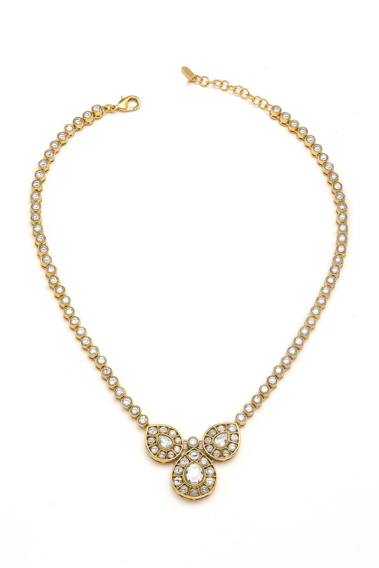 22kt Gold Plated Rosa Kundan Cluster Necklace