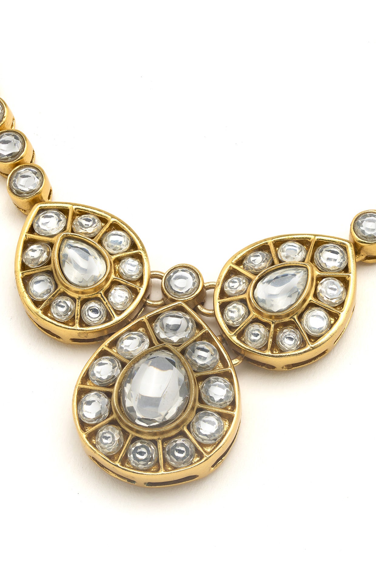 22kt Gold Plated Rosa Kundan Cluster Necklace