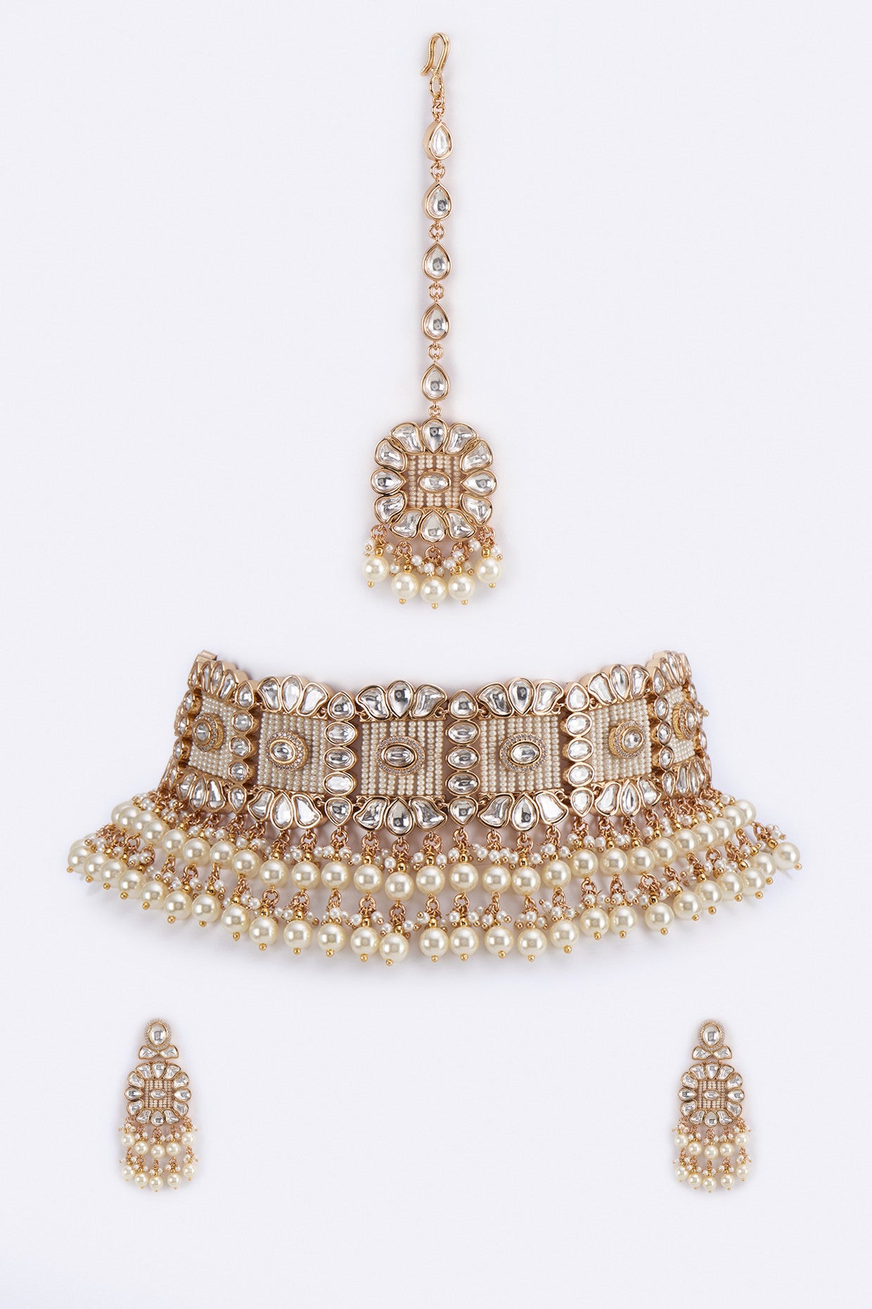 22kt Gold Plated Kundan & Pearls Necklace Set