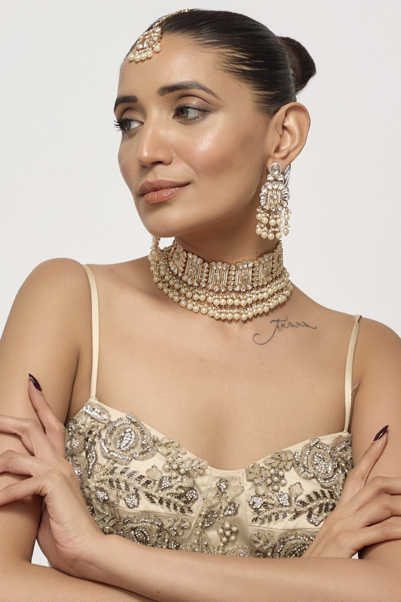 22kt Gold Plated Kundan & Pearls Necklace Set