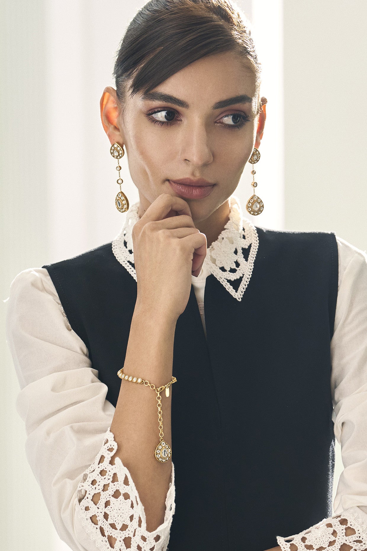 22kt Gold Plated Rosa Danglers Earrings