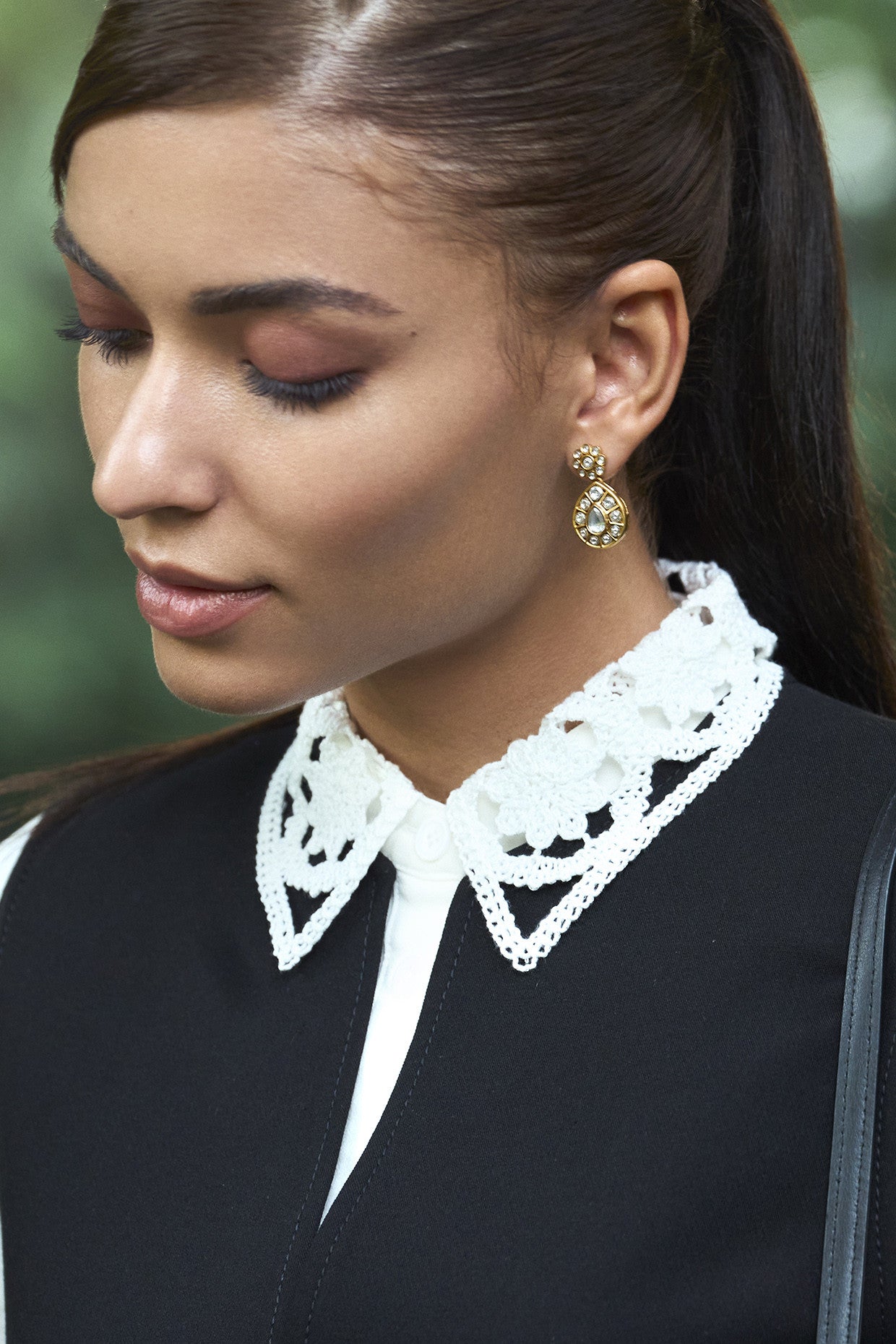 22kt Gold Plated Rosa Kundan Drop Earrings