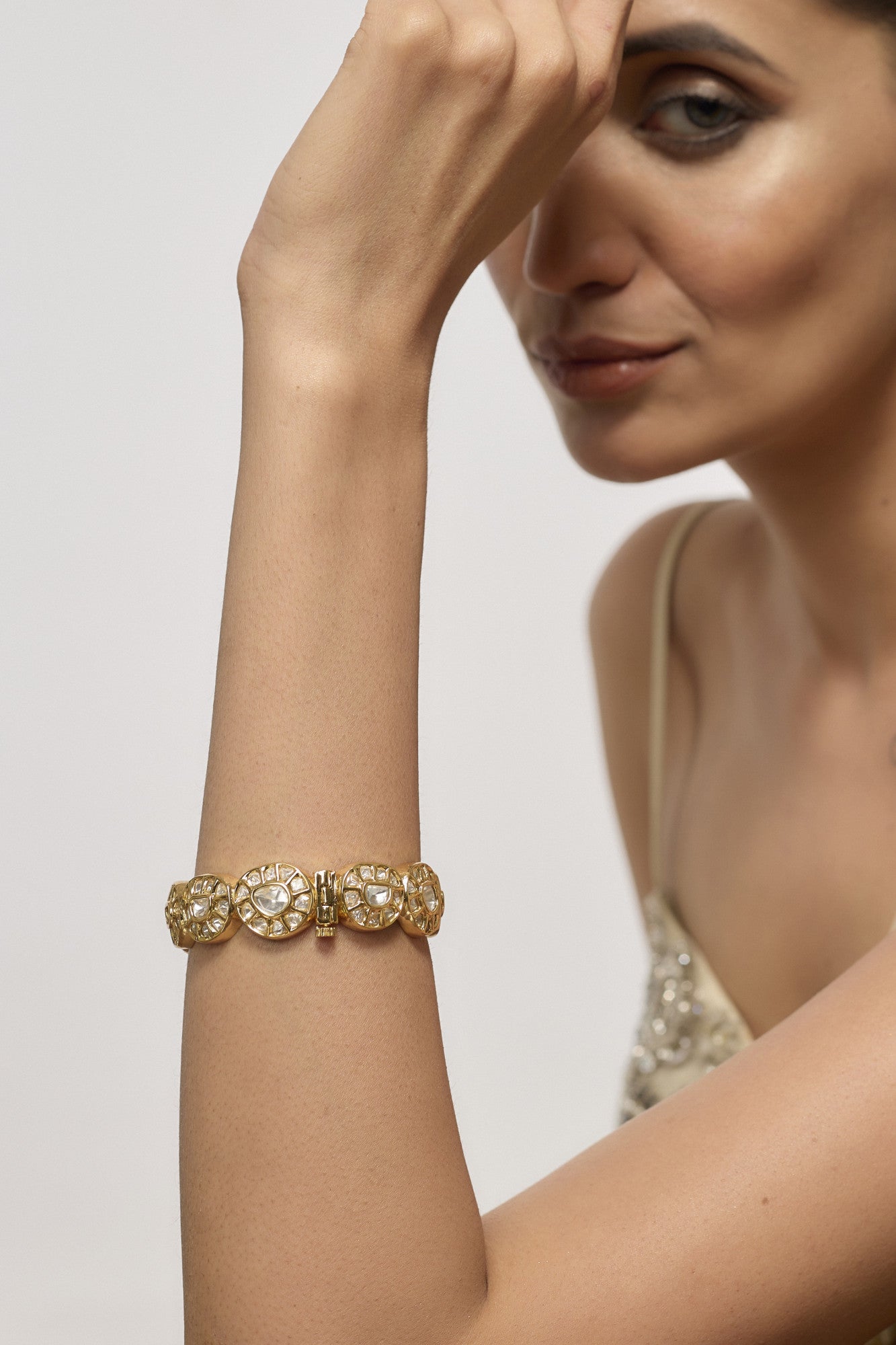 22kt Gold Plated Kundan Poliki Bangle