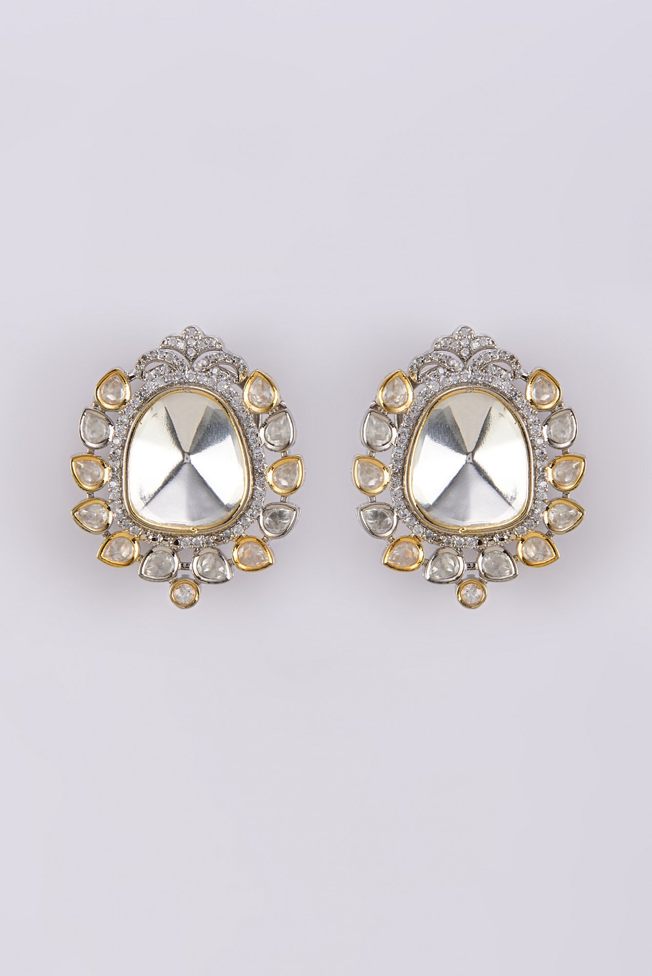 22kt Gold Plated Kundan Polki Earrings